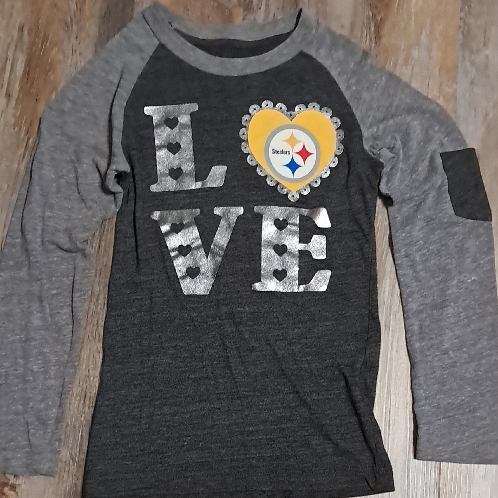 Pittsburgh Steelers Gray Long Sleeve Kids Shirt